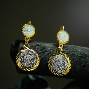 Golden Silver Coin Shape Earrings