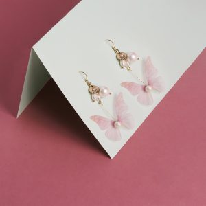 Crepe Pink Butterfly Earrings